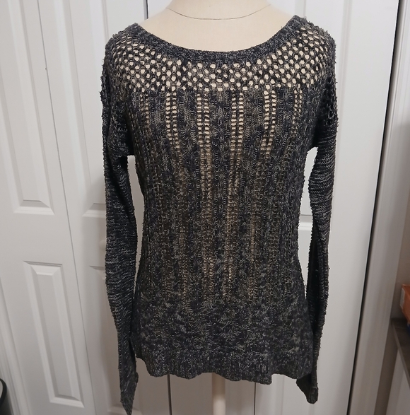 Mossimo Supply Co. Sweaters - AMAZING Ladies Medium Mossimo Open Knit Weave Charcoal Gray Long Sweater